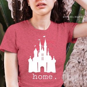 Disney is Home Heather Red Graphic Tshirt. M,LXL.